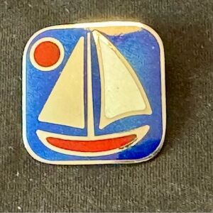 Vintage de Passille-Sylvestre Mondernist Enamelled Sailboat Pin